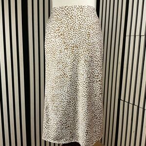 J. Crew Brown and Cream Patterned Midi Skirt, Sz xxs